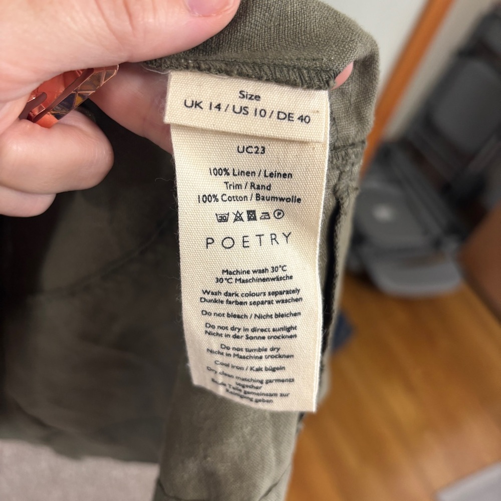 Poetry Olive Linen Notch-Neck Midi Dress - Picture 7 of 9